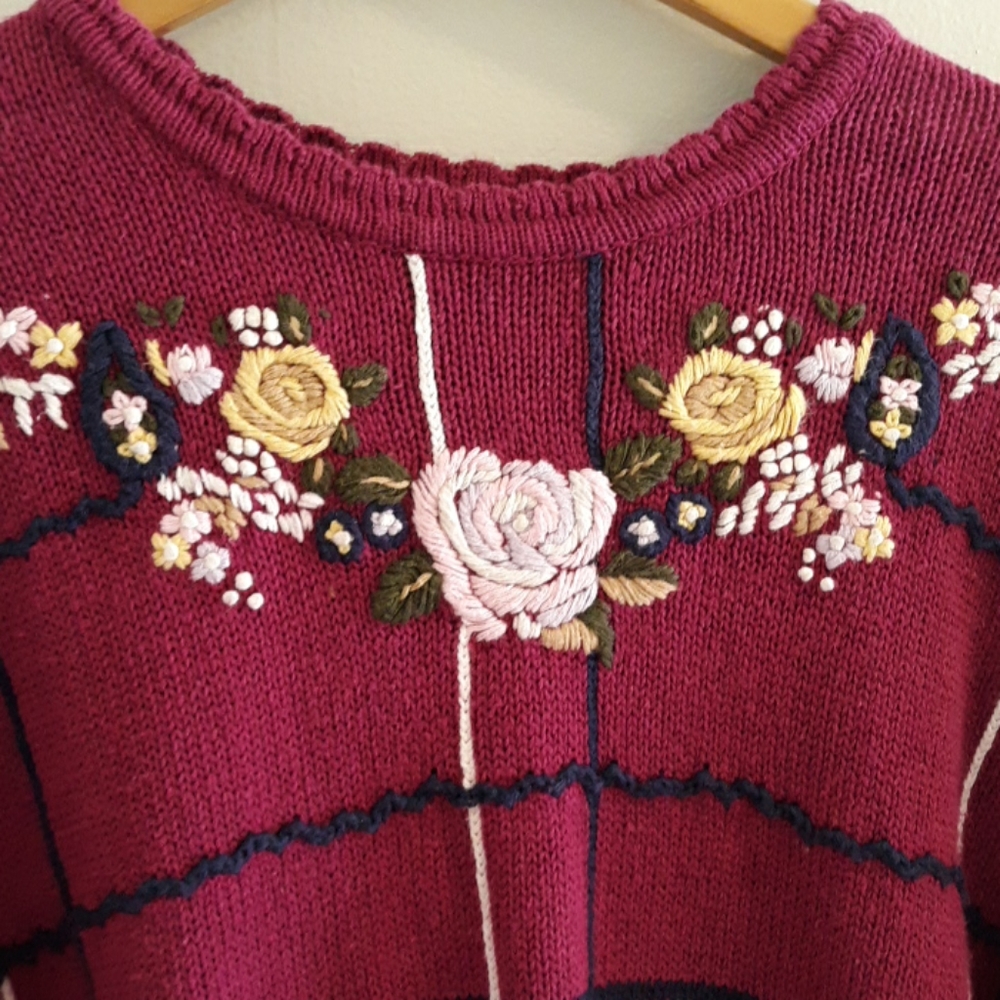 Vintage 80's or 90's floral sweater - Picture 3 of 3